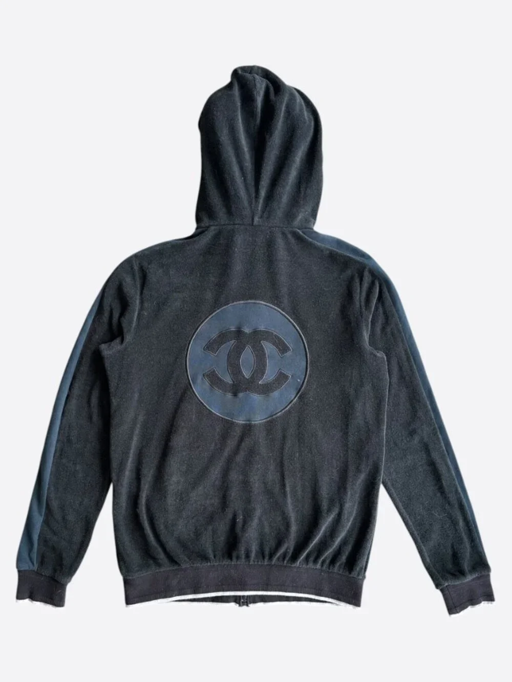 Chanel Black & Blue CC Logo Women's Zip Up Hoodie